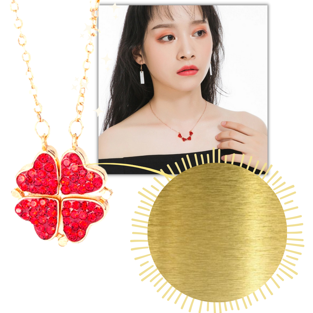 Adjustable 4 Leaf Clover Heart Necklace - Ozerty