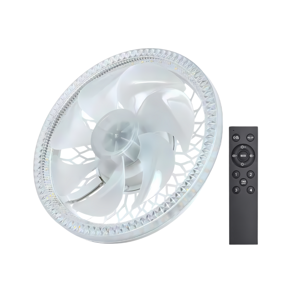 Aesthetic Ceiling Fan With Light And Remote  -White - Ozerty